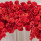 Artificial Flower Arch Backdrop Red 4ft x 8ft Silk Roses, Hydrangeas & Chrysanthemums for Round Top 