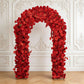 Artificial Flower Arch Backdrop Red 4ft x 8ft Silk Roses, Hydrangeas & Chrysanthemums for Round Top 