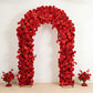 Artificial Flower Arch Backdrop Red 4ft x 8ft Silk Roses, Hydrangeas & Chrysanthemums for Round Top 