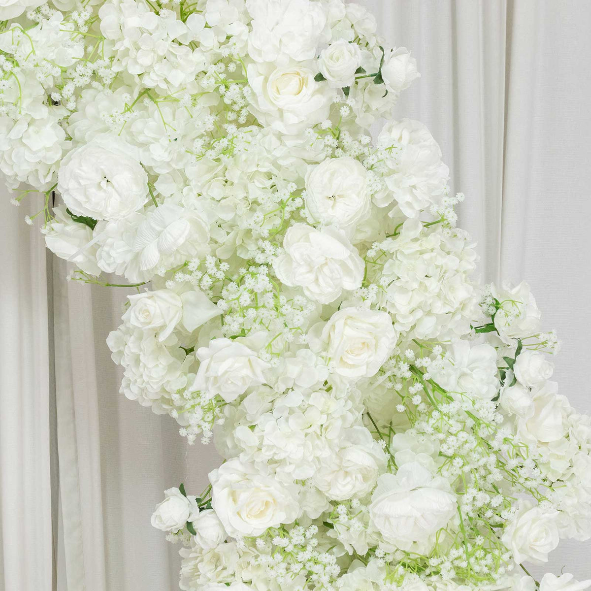 Artificial Silk Floral Backdrop for 8ft Half Crescent Wedding Arch – Foam-Backed Flower Arch in Whit