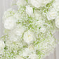 Artificial Silk Floral Backdrop for 6.5ft Half Crescent Wedding Arch – Foam-Backed Flower Arch in Wh