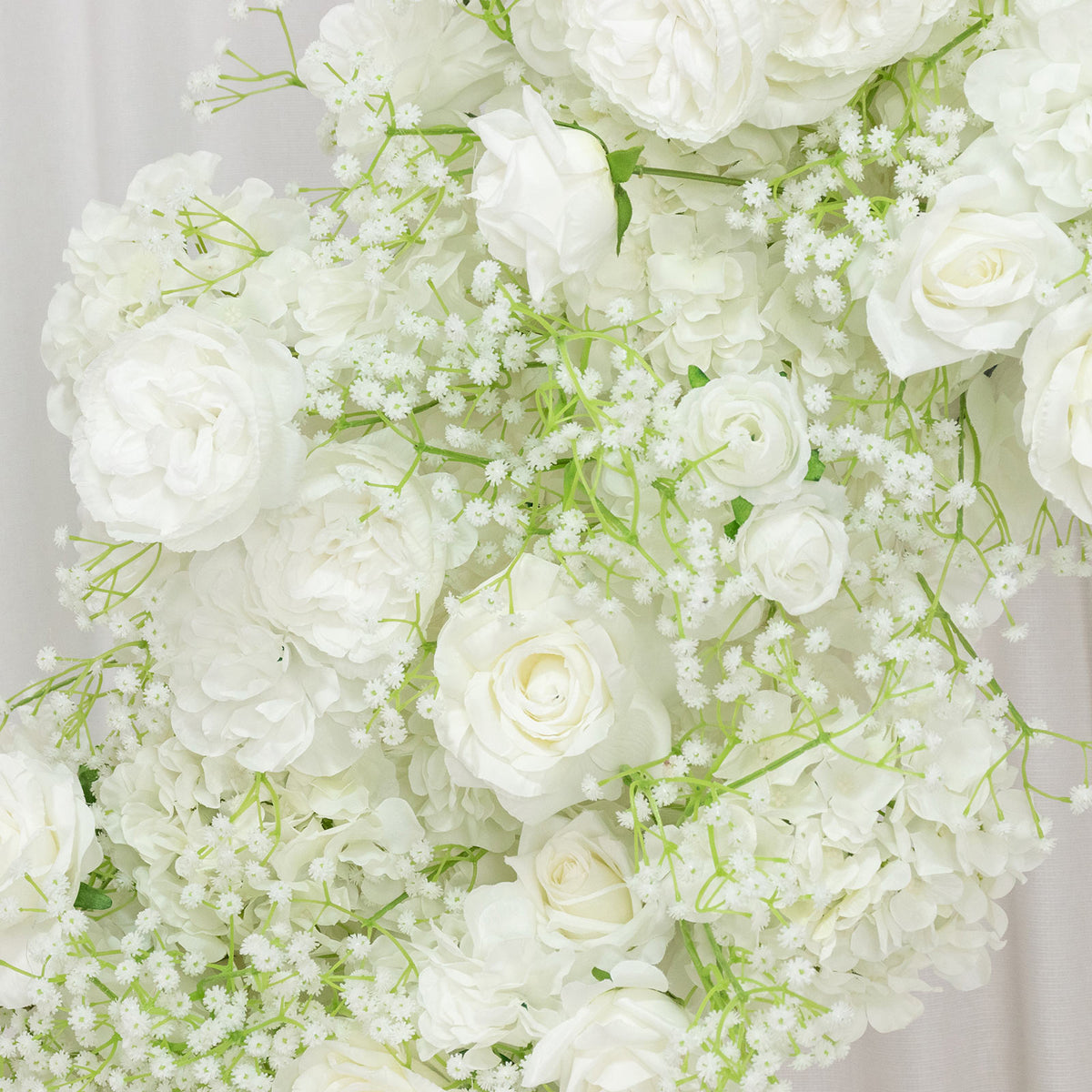 Artificial Silk Floral Backdrop for 6.5ft Half Crescent Wedding Arch – Foam-Backed Flower Arch in Wh