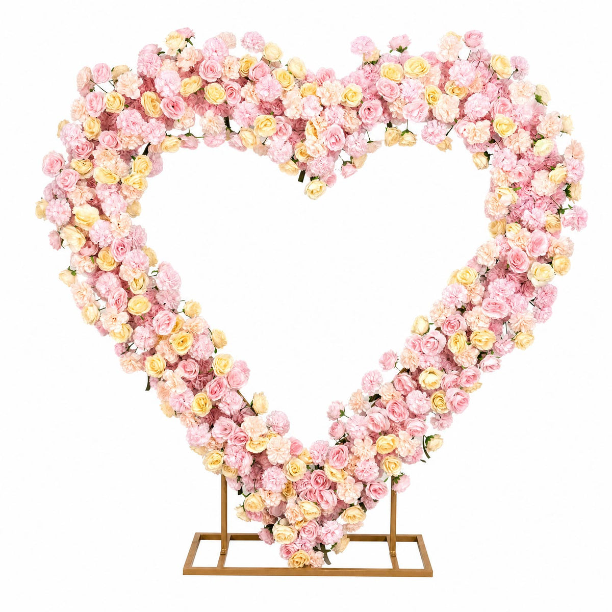 Heart Floral Arch Backdrop – 7ft Blush Artificial Silk Rose, Peony & Hydrangea Flower Arrangement fo