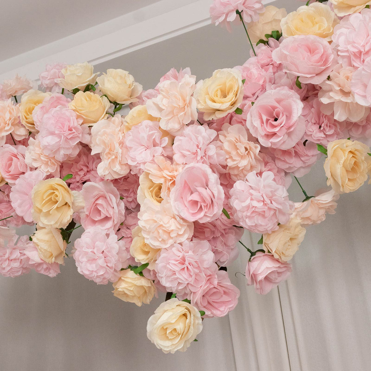 Heart Floral Arch Backdrop – 7ft Blush Artificial Silk Rose, Peony & Hydrangea Flower Arrangement fo