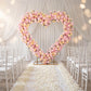 Heart Floral Arch Backdrop – 7ft Blush Artificial Silk Rose, Peony & Hydrangea Flower Arrangement fo