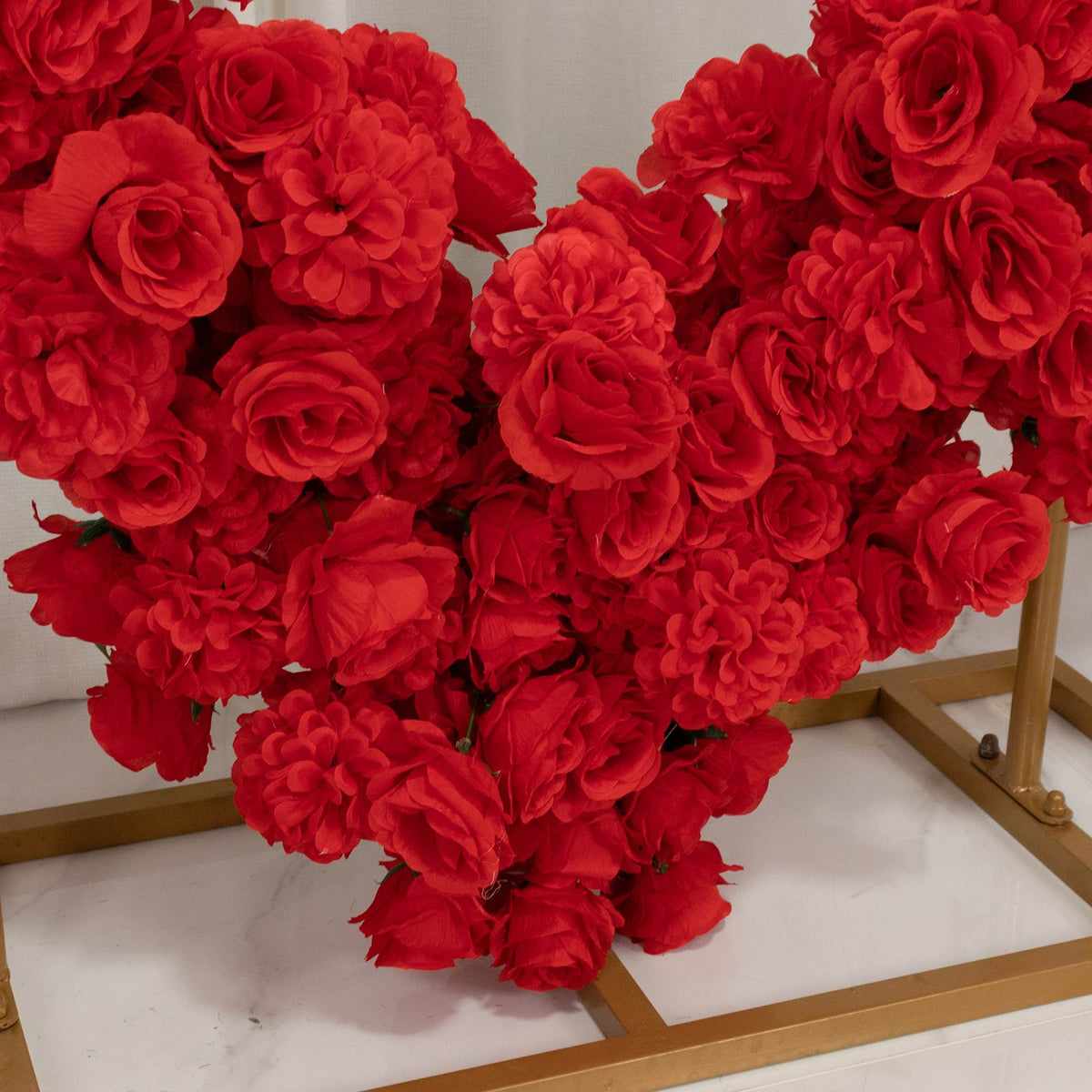Heart Floral Arch Backdrop – 7ft Red Artificial Silk Rose, Peony & Hydrangea Flower Arrangement for 