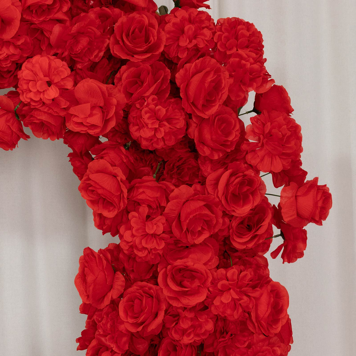 Heart Floral Arch Backdrop – 7ft Red Artificial Silk Rose, Peony & Hydrangea Flower Arrangement for 