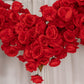 Heart Floral Arch Backdrop – 7ft Red Artificial Silk Rose, Peony & Hydrangea Flower Arrangement for 