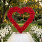 Heart Floral Arch Backdrop – 7ft Red Artificial Silk Rose, Peony & Hydrangea Flower Arrangement for 