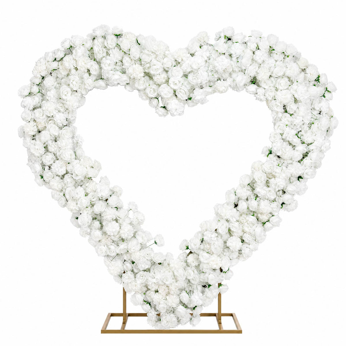 Heart Floral Arch Backdrop – 7ft White Artificial Silk Rose, Peony & Hydrangea Flower Arrangement fo