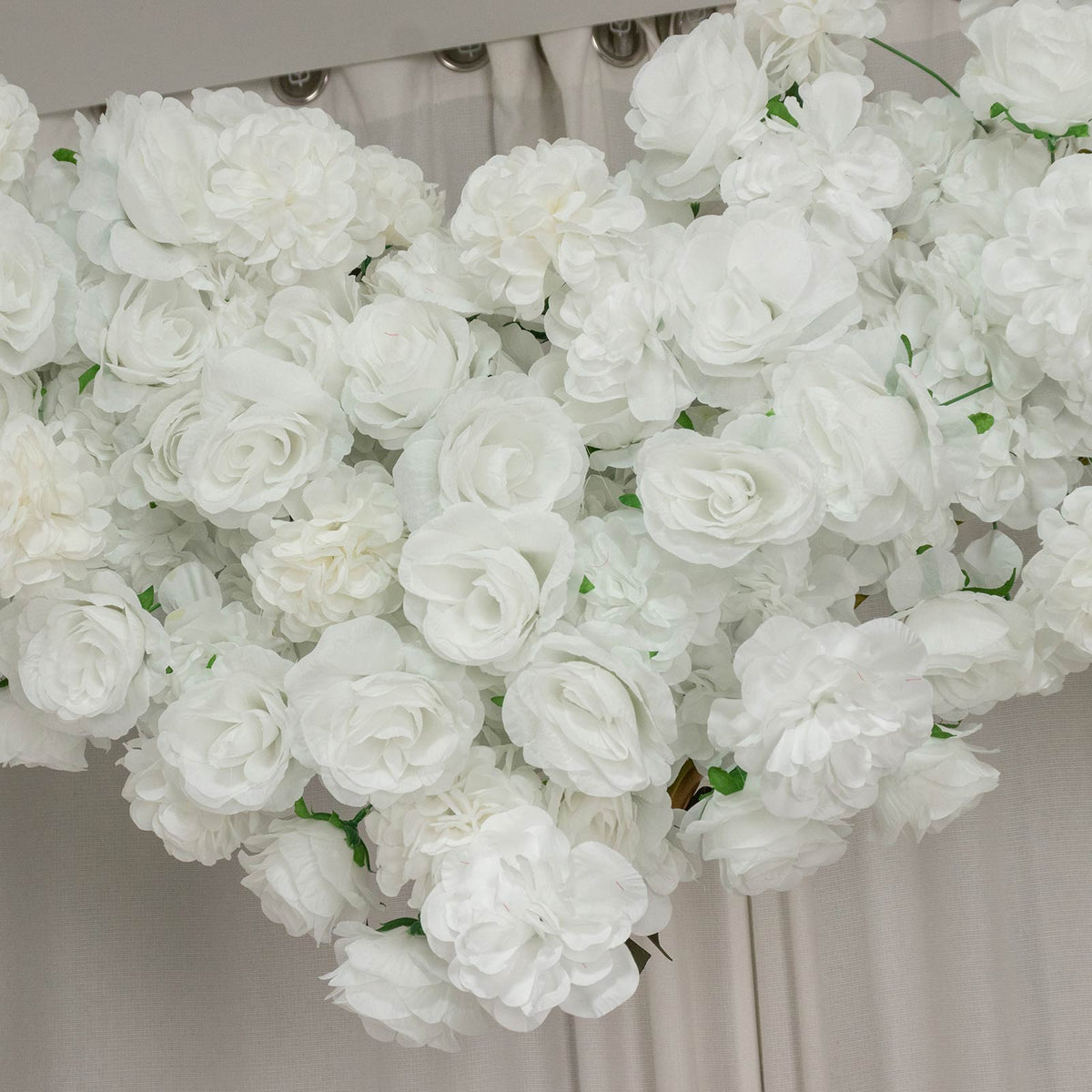 Heart Floral Arch Backdrop – 7ft White Artificial Silk Rose, Peony & Hydrangea Flower Arrangement fo