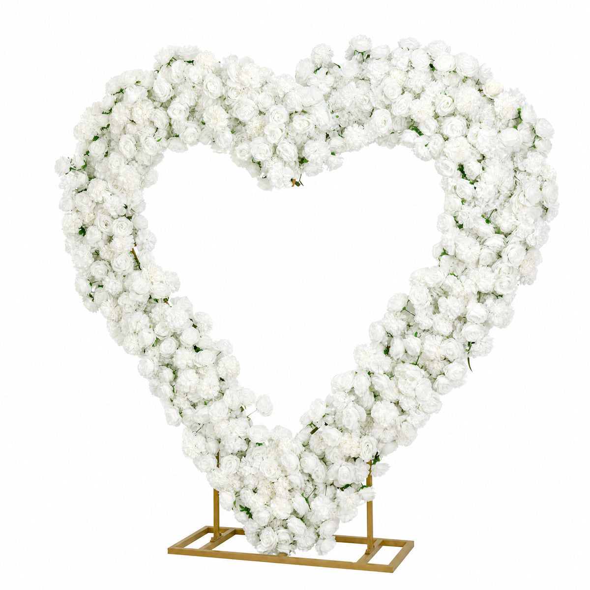 Heart Floral Arch Backdrop – 7ft White Artificial Silk Rose, Peony & Hydrangea Flower Arrangement fo