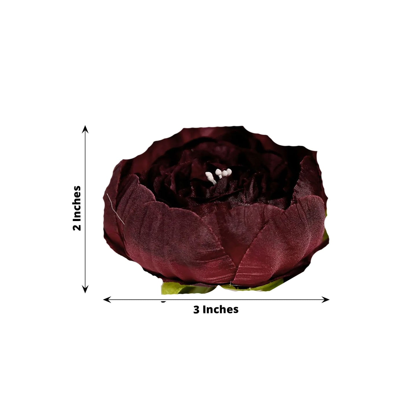 10 Pack | 3inch Burgundy Artificial Silk DIY Craft Peony Flower Heads