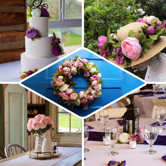 10 Pack | 3" Burgundy Artificial Silk DIY Craft Peony Flower Heads