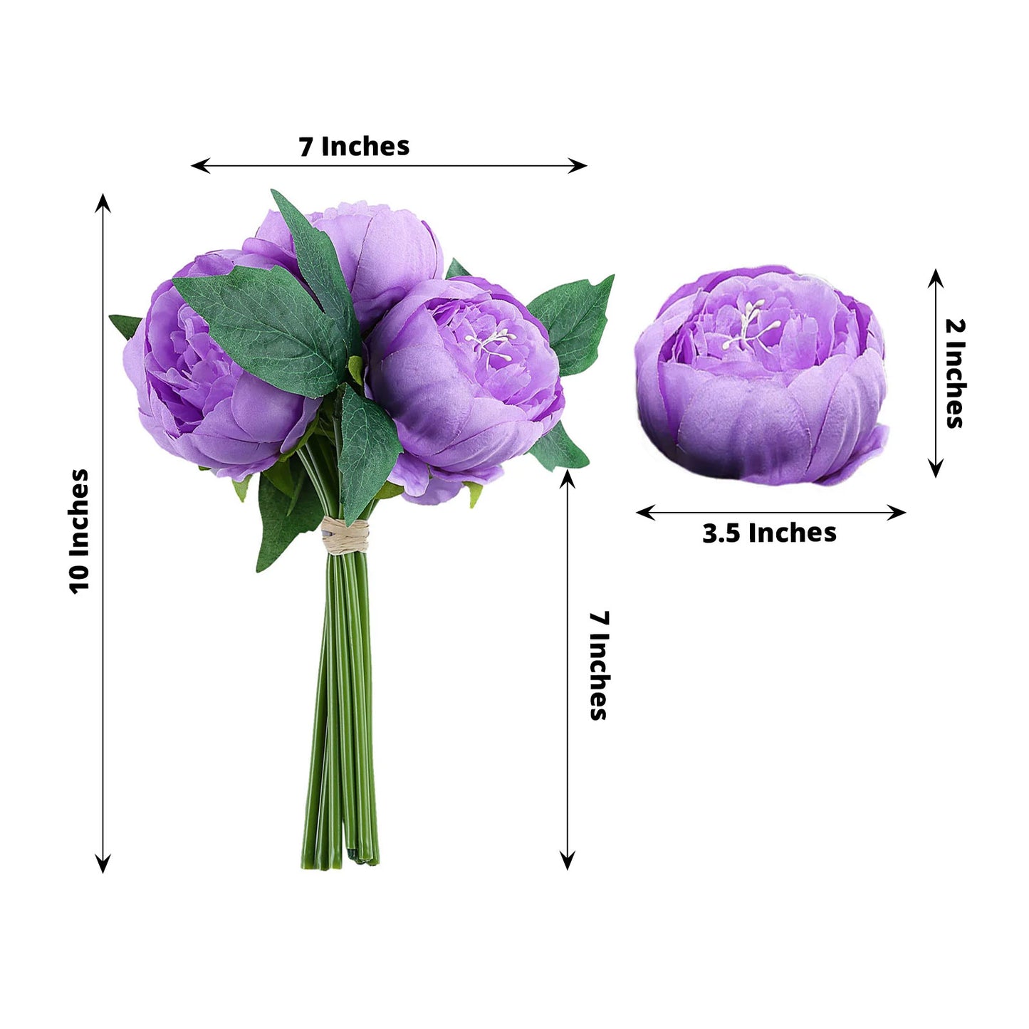 5 Silk Lavender Peony Head Flower Artificial Spray Bouquet