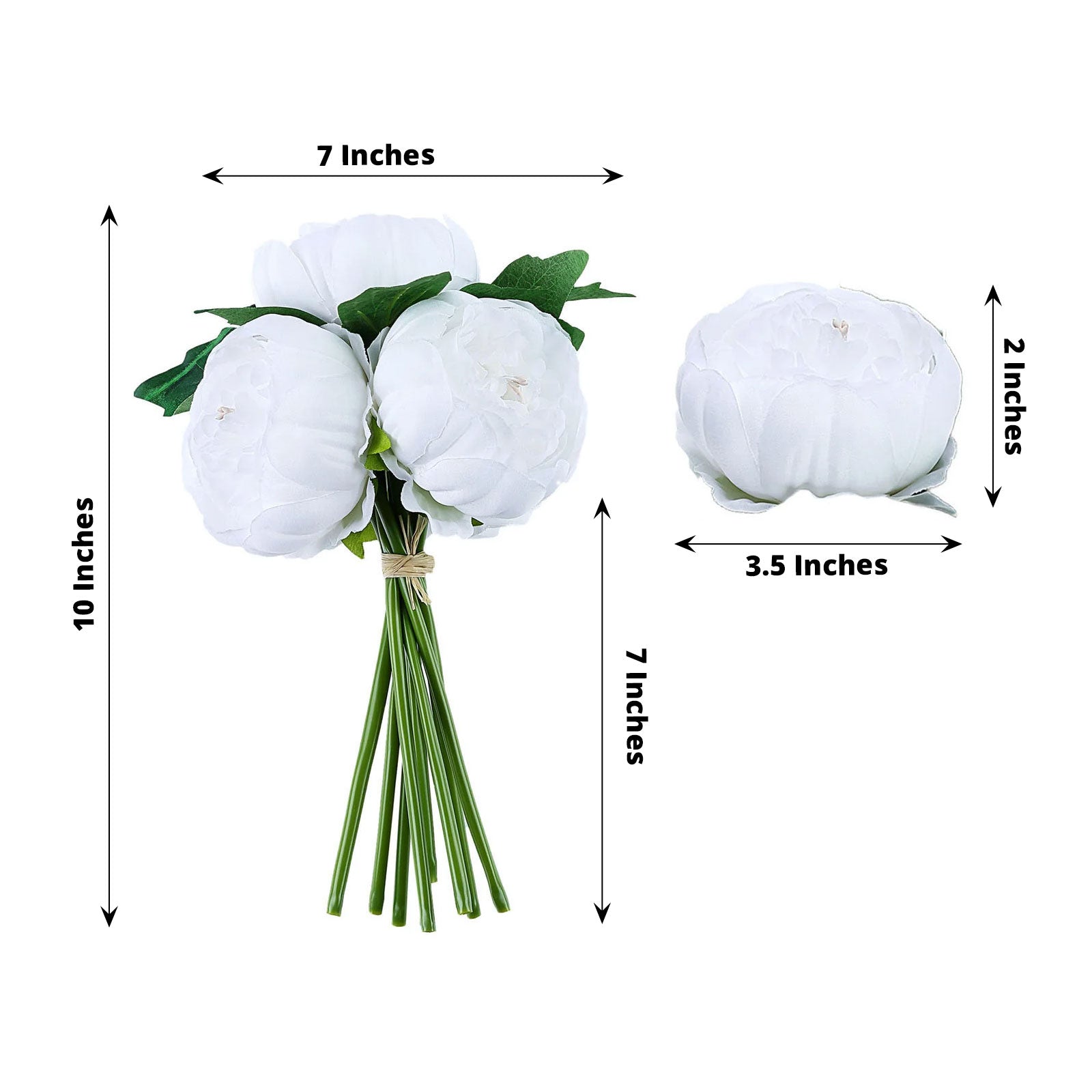 5 Silk White Peony Head Flower Artificial Spray Bouquet