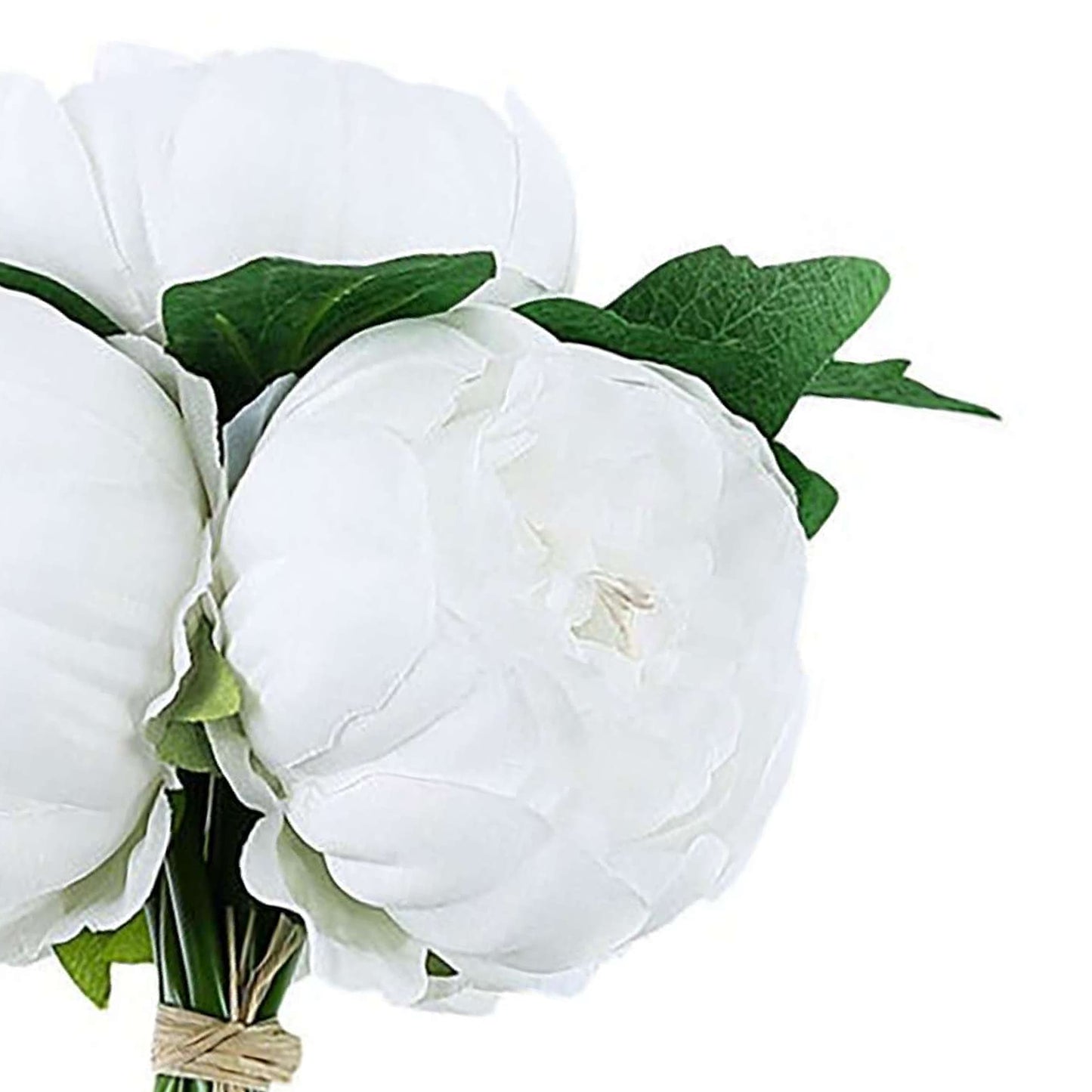 5 Flower Head White Peony Bouquet | Artificial Silk Peonies Spray