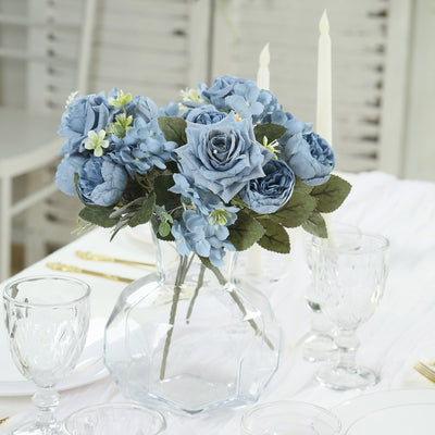 Dusty Blue Artificial Peony Bouquets