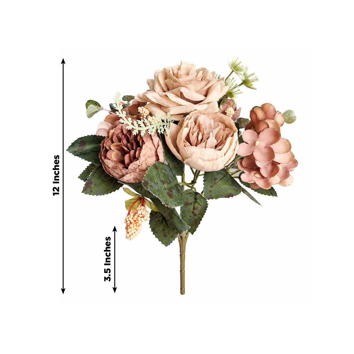 2 Pack Artificial Rose & Peony Floral Arrangements – 12" Natural Silk Bouquets for Weddings & Home D