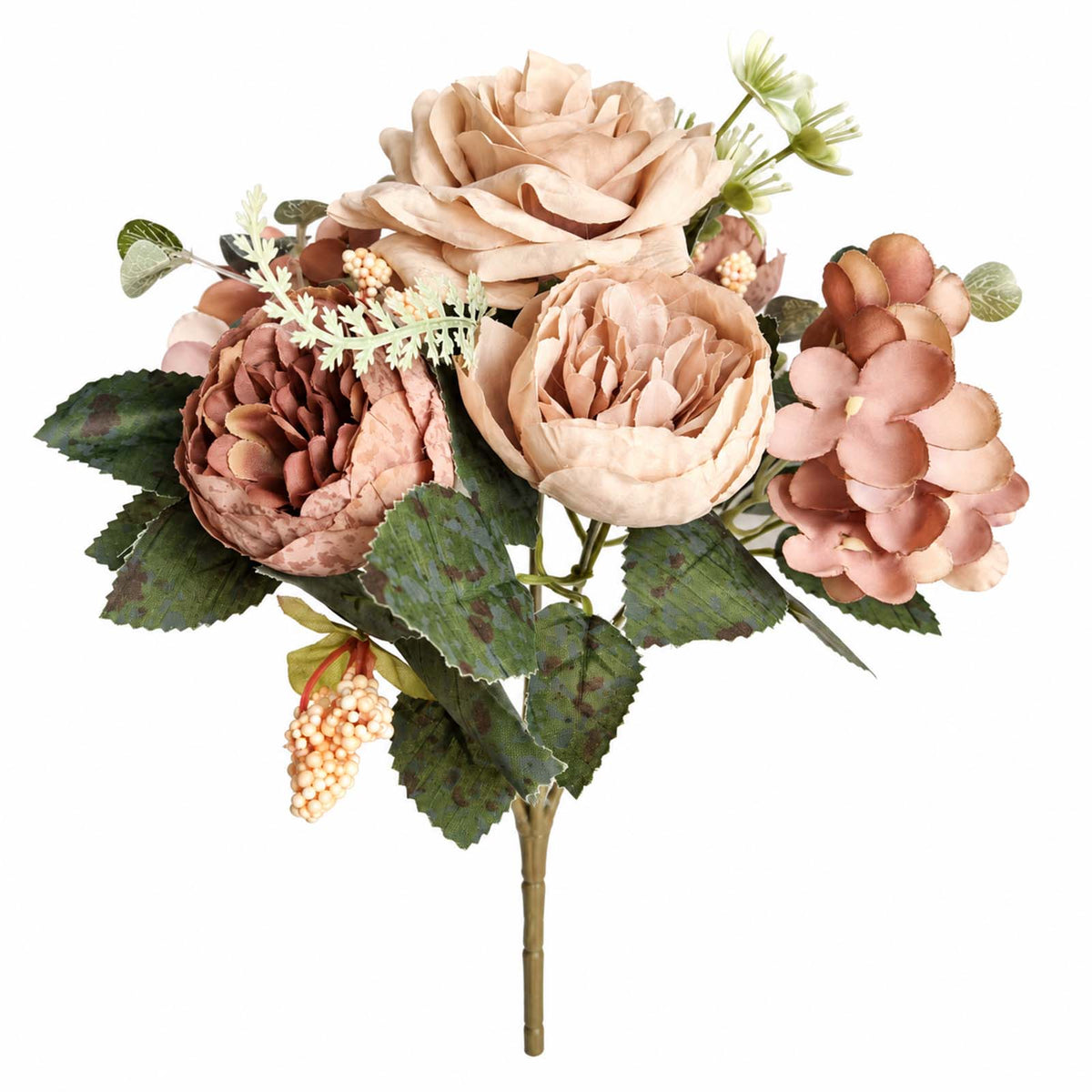 2 Pack Artificial Rose & Peony Floral Arrangements – 12" Natural Silk Bouquets for Weddings & Home D