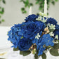 2 Pack Artificial Rose & Peony Floral Arrangements – 12" Navy Blue Silk Bouquets for Weddings & Home Décor