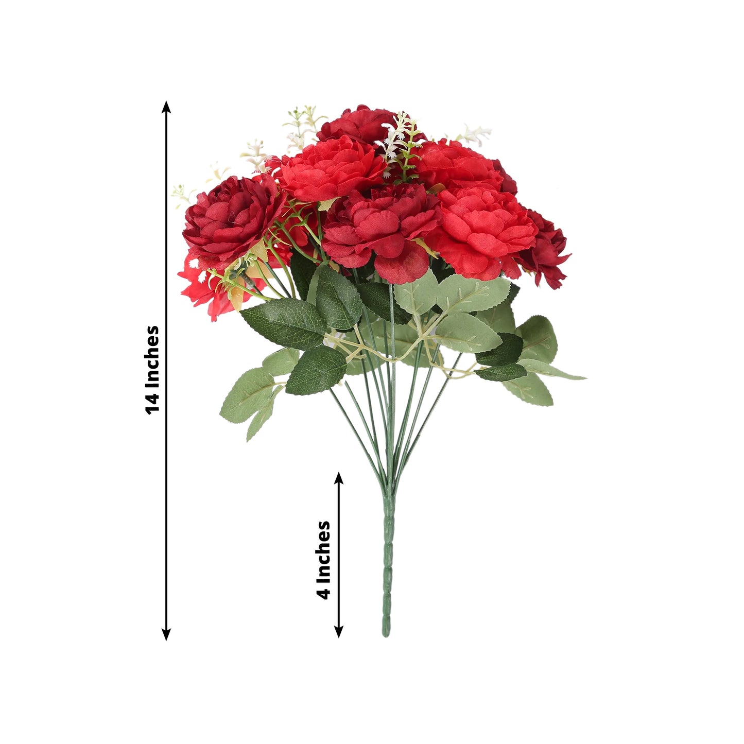 2-Pack Silk Peony Bouquet 14" Burgundy – Lifelike Artificial Flower Arrangement for Vase Display, Events & Everyday Decor