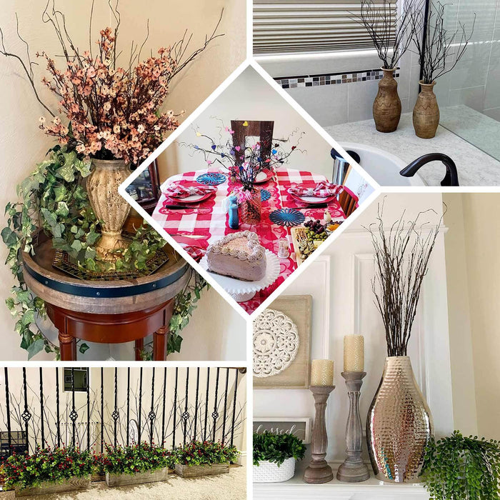 10 Pack | 37" Lifelike DIY Bendable Faux Flower Stem Craft Vase Decor, Decorative Artificial Willow Tree Branch Fillers