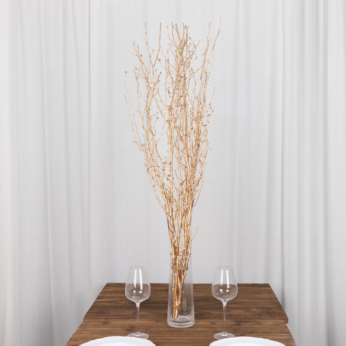 6 Pack Metallic Gold Extra Long Willow Tree Branches, 46" Natural Dried Birch Twigs Sticks Vase Fillers