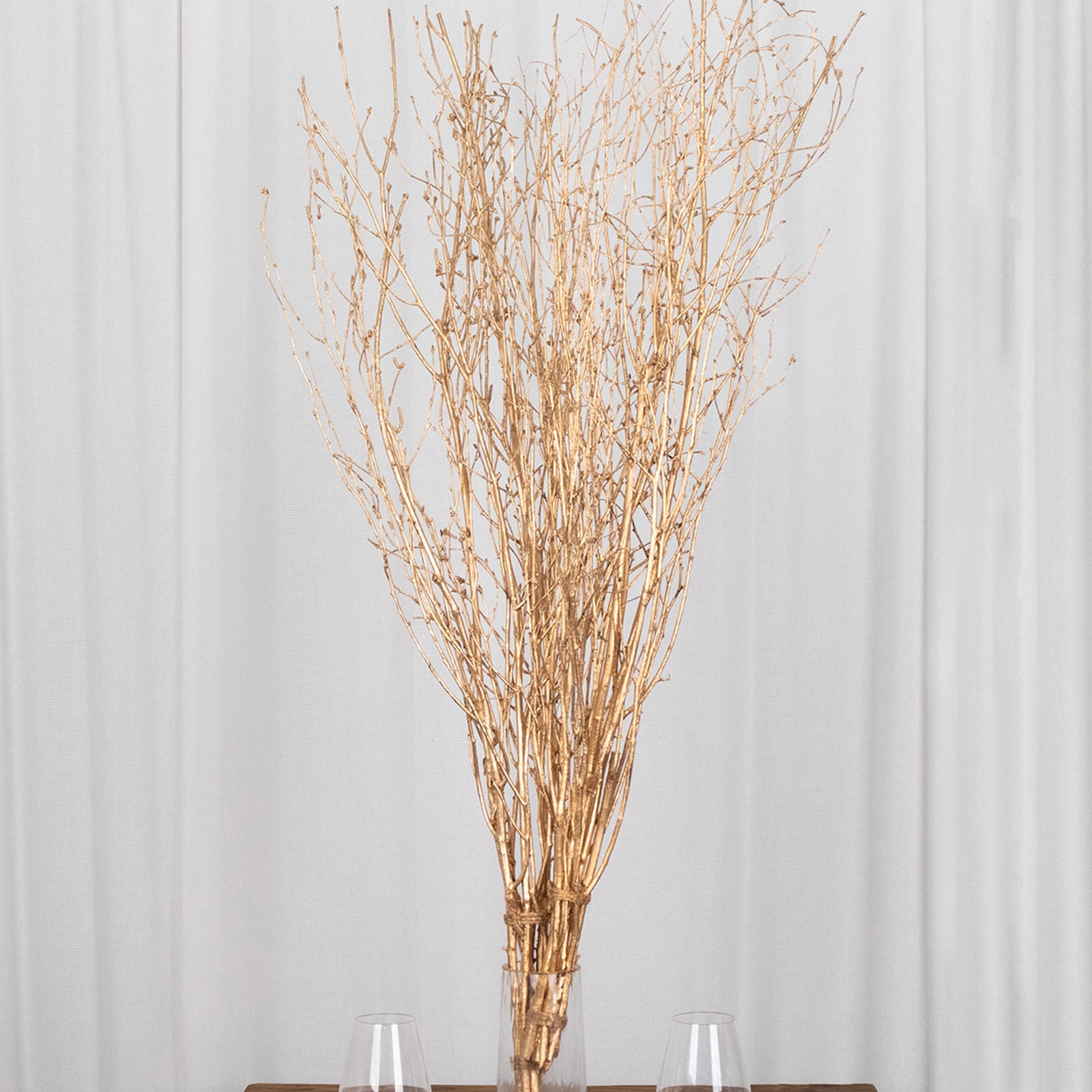 6 Pack Metallic Gold Extra Long Willow Tree Branches, 46" Natural Dried Birch Twigs Sticks Vase Fillers