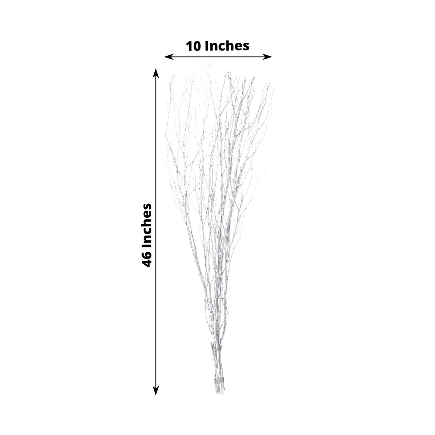 6 Pack Metallic Silver Extra Long Willow Tree Branches, 46" Natural Dried Birch Twigs Sticks Vase Fillers