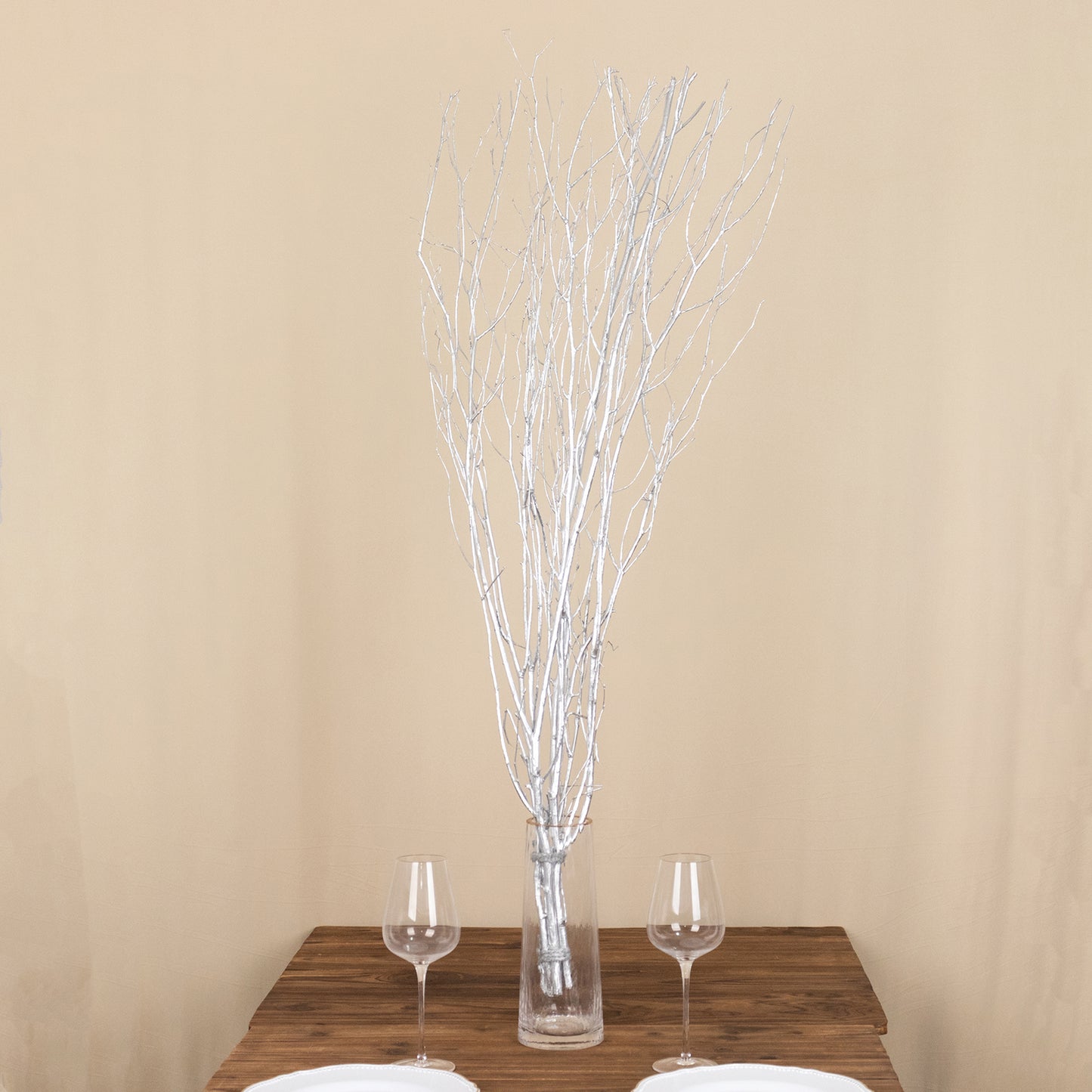 6 Pack Metallic Silver Extra Long Willow Tree Branches, 46" Natural Dried Birch Twigs Sticks Vase Fillers