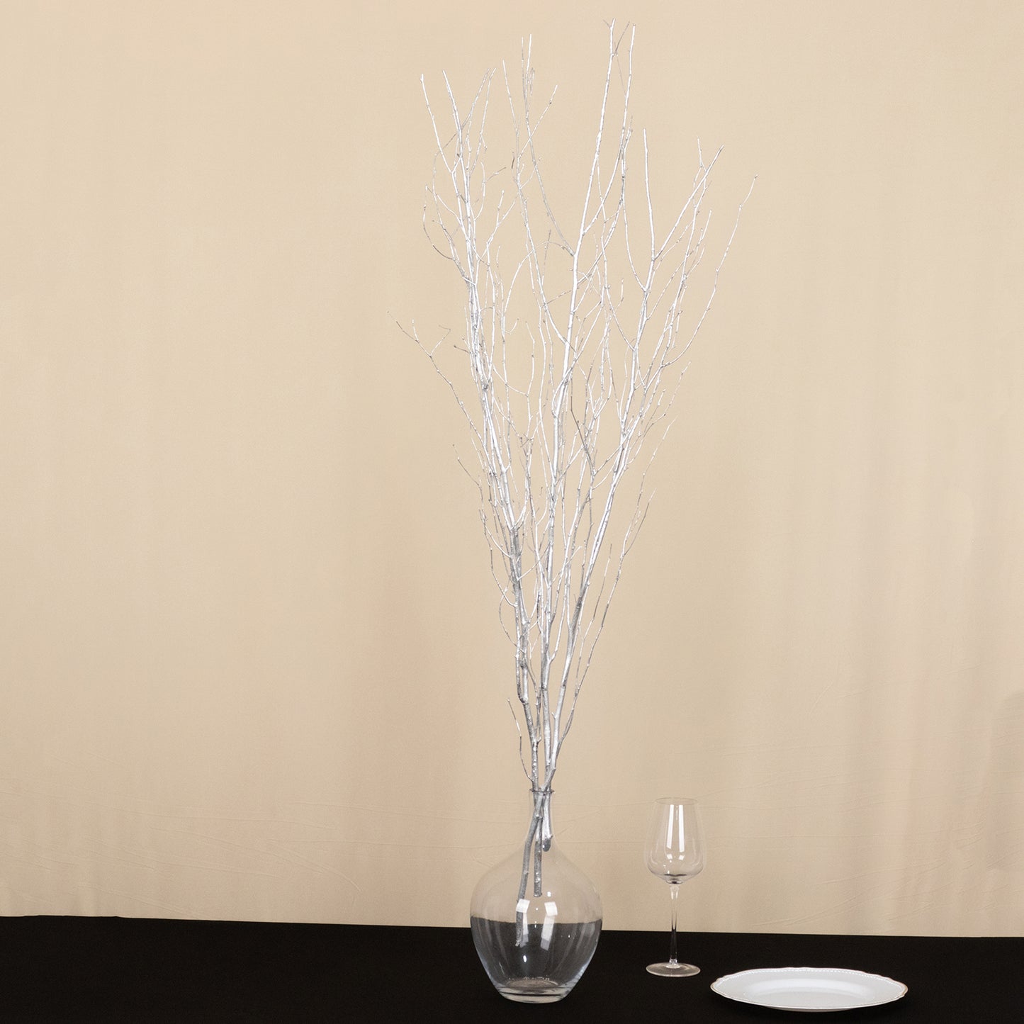 6 Pack Metallic Silver Extra Long Willow Tree Branches, 46" Natural Dried Birch Twigs Sticks Vase Fillers