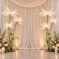 6.5ft White Lighted Silk Butterfly Flower Arrangement – 3-Bloom Netted-Silk Sheer Floral Decor with 