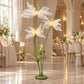6.5ft White Lighted Silk Butterfly Flower Arrangement – 3-Bloom Netted-Silk Sheer Floral Decor with 