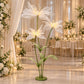 6.5ft White Lighted Silk Butterfly Flower Arrangement – 3-Bloom Netted-Silk Sheer Floral Decor with 