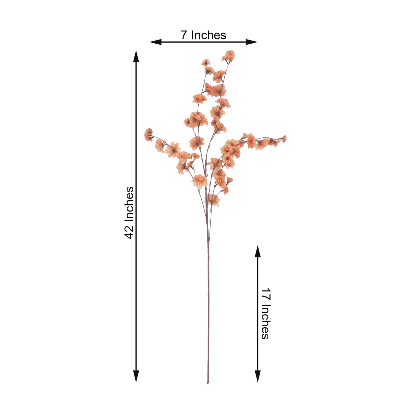 2 Branches 42" Tall Terracotta (Rust) Artificial Silk Carnation Flower Stems