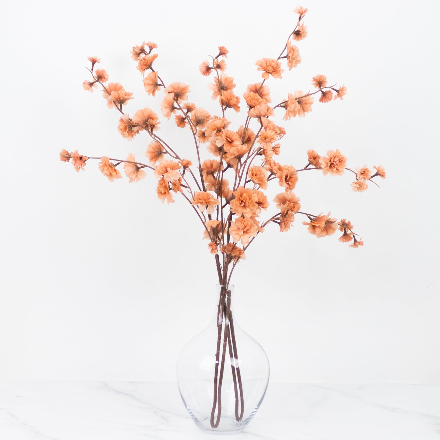 2 Branches 42" Tall Terracotta (Rust) Artificial Silk Carnation Flower Stems