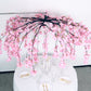 Cherry Blossom Hanging Floral Chandelier 60" Blush – Artificial Silk Flower Ceiling Canopy with Inte