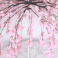 Cherry Blossom Hanging Floral Chandelier 60" Blush – Artificial Silk Flower Ceiling Canopy with Inte