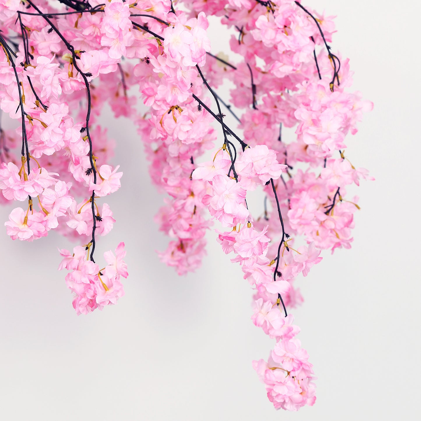 Cherry Blossom Hanging Floral Chandelier 60" Blush – Artificial Silk Flower Ceiling Canopy with Inte