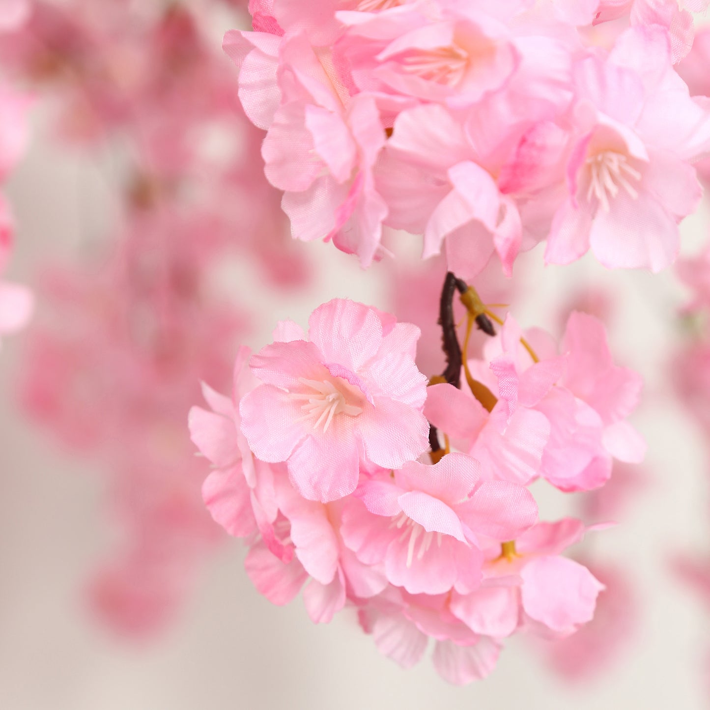 Cherry Blossom Hanging Floral Chandelier 60" Blush – Artificial Silk Flower Ceiling Canopy with Inte