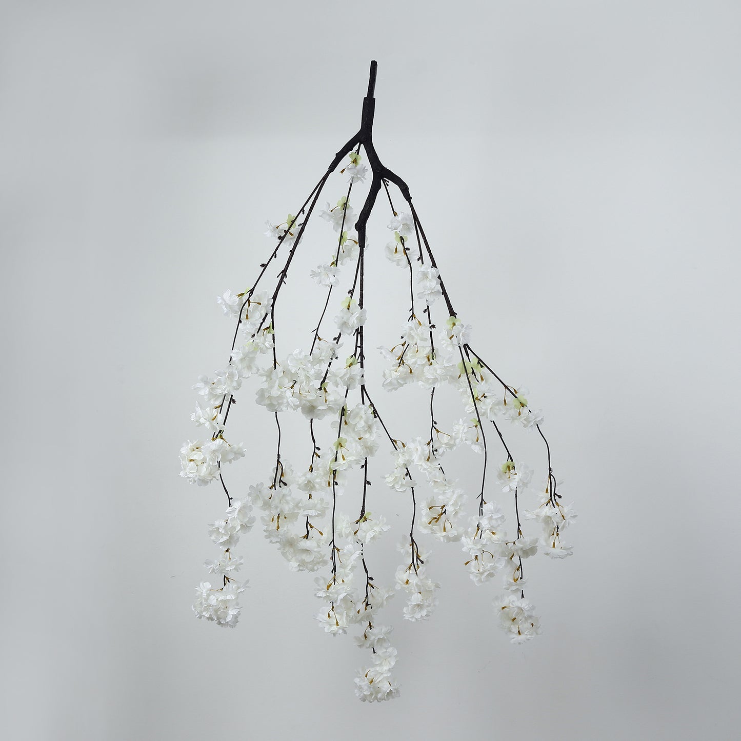 Cherry Blossom Hanging Floral Chandelier 60" White – Artificial Silk Flower Ceiling Canopy with Inte