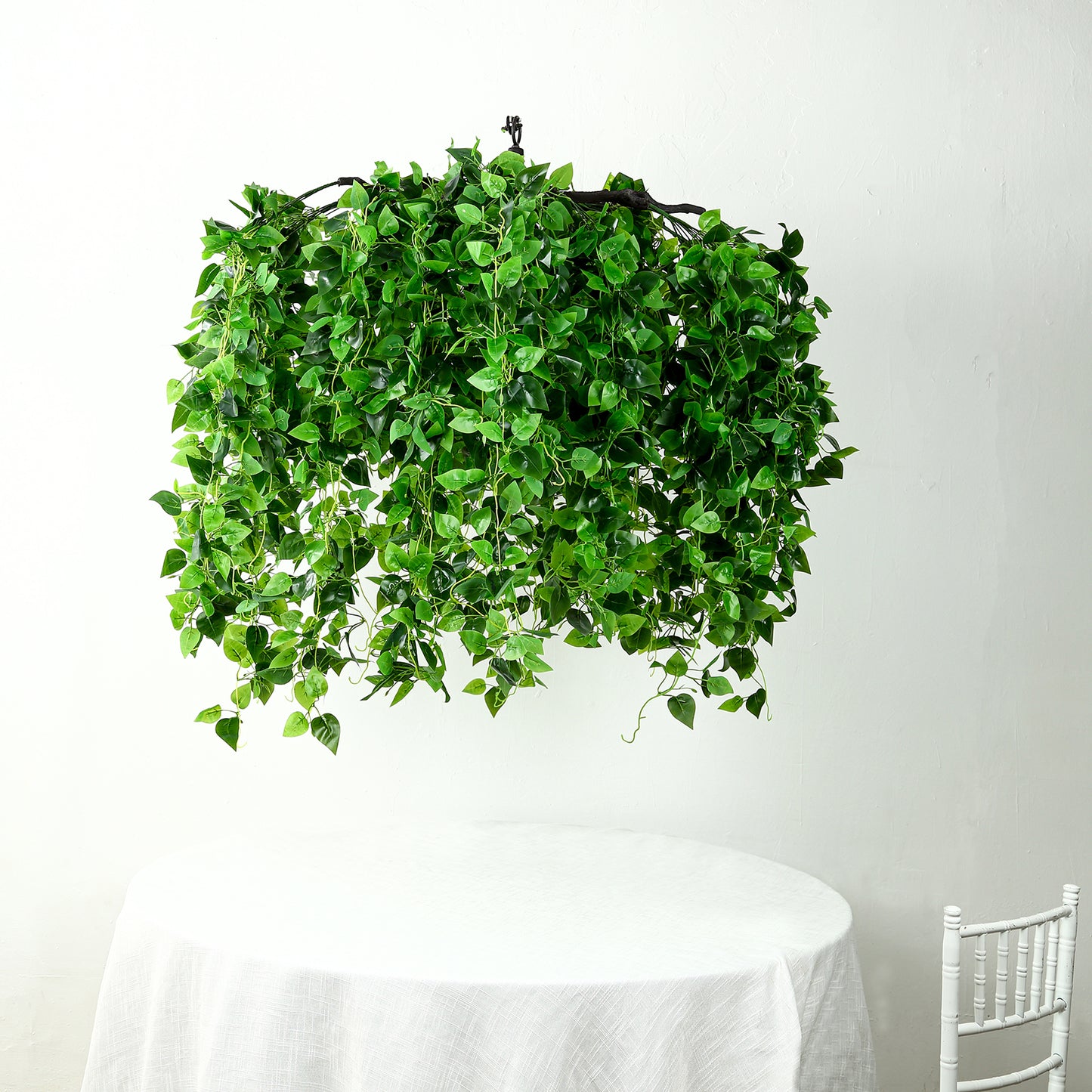 46" Green Eucalyptus Leaf Vines Ceiling Canopy Hanging Chandelier