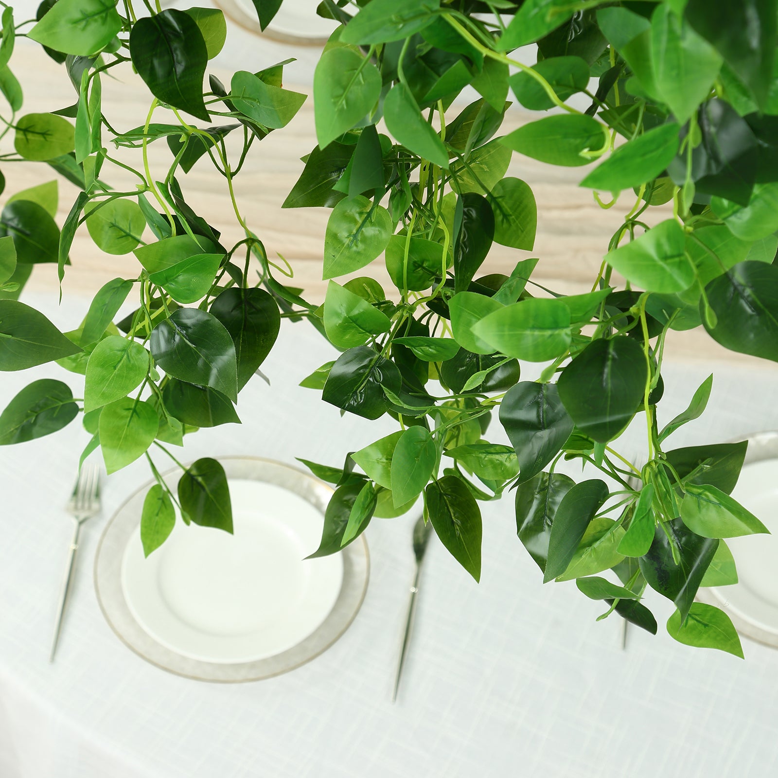46" green artificial eucalyptus leaf vines hanging canopy decoration.