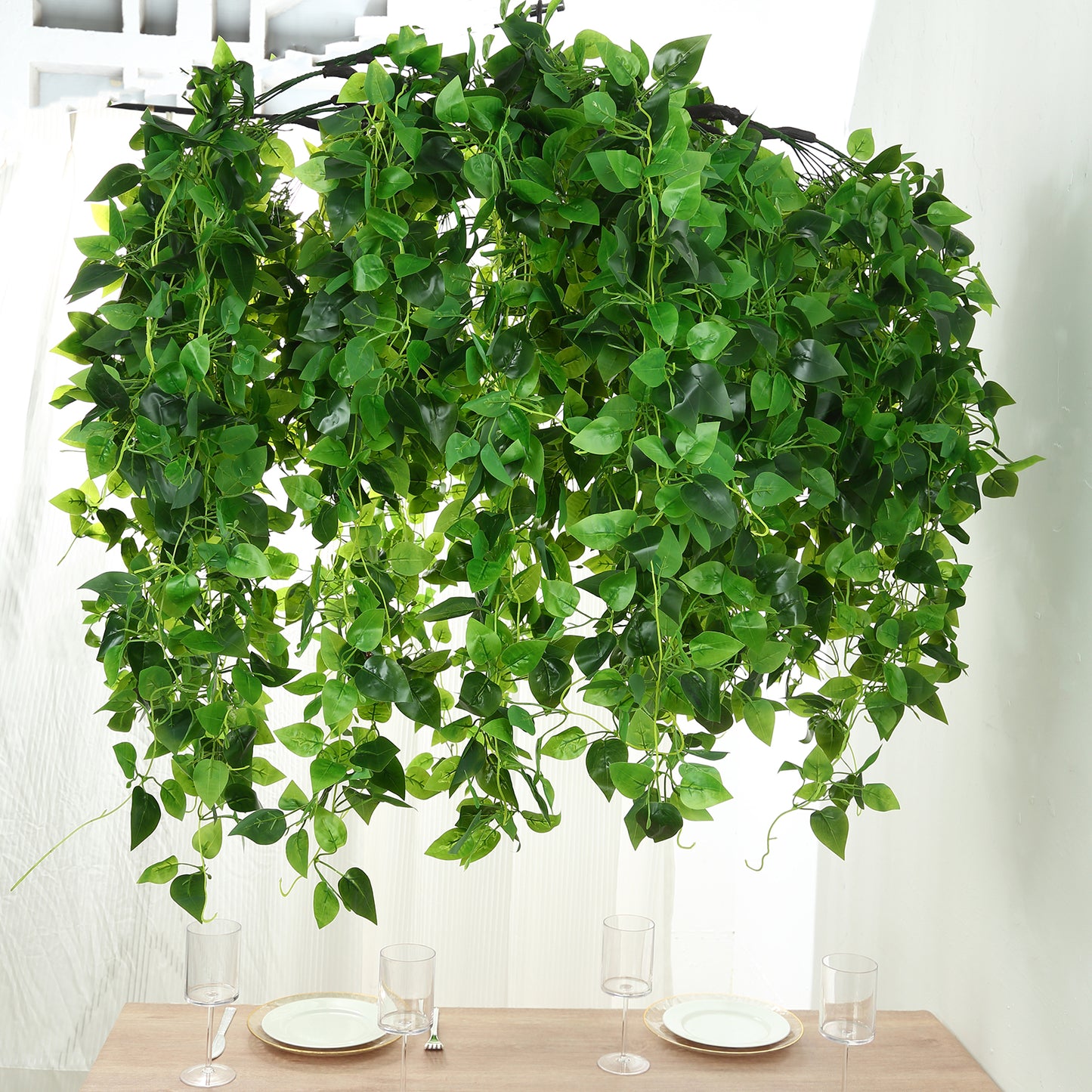 46" Green Eucalyptus Leaf Vines Ceiling Canopy with Hanging Ivy Leaves