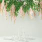 55" Blush Artificial Silk Wisteria Vine Round Hanging Canopy, Draping Garland Flower Chandelier With Interchangeable Branches