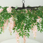 55" Blush Artificial Silk Wisteria Vine Round Hanging Canopy, Draping Garland Flower Chandelier With Interchangeable Branches