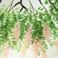 55" Blush Artificial Silk Wisteria Vine Round Hanging Canopy, Draping Garland Flower Chandelier With Interchangeable Branches