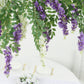 55" Cream Purple Artificial Silk Wisteria Vine Round Hanging Canopy, Draping Garland Flower Chandelier With Interchangeable Branches