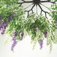 55" Cream Purple Artificial Silk Wisteria Vine Round Hanging Canopy, Draping Garland Flower Chandelier With Interchangeable Branches